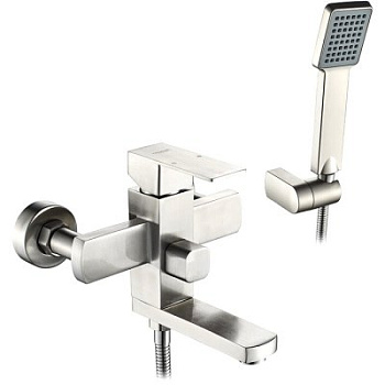 Смеситель L73233 для ванны с коротким поворотным изливом дивертор в корпусе (нерж) LEDEME 